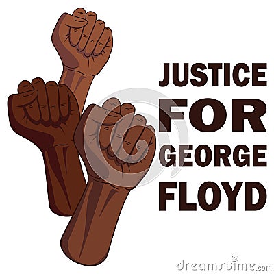 Justive for george floyd. Raised fists of black people. Symbol of strike and revolution for freedom of african american people. Editorial Stock Photo